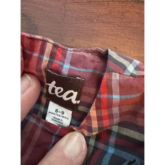Tea Collection Baby Girls 6-9 Month Red Matsuri Plaid Holiday Ruffle Romper - Picture 8 of 11